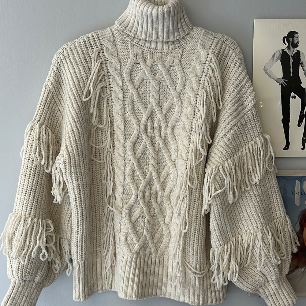 River Island Cozy Cream Cable Knit Turtleneck Sweater